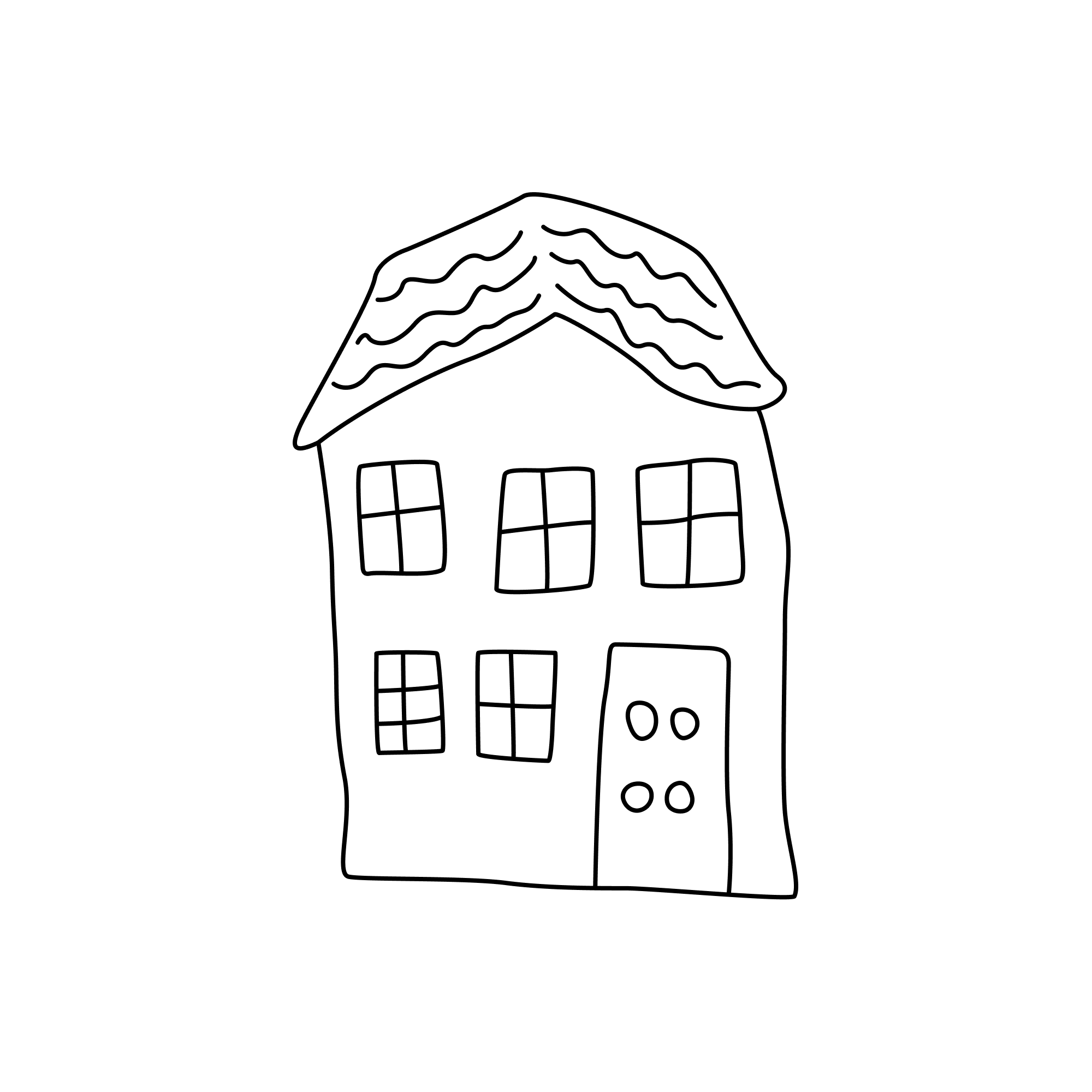 Wonky Blue Cottage_outlined